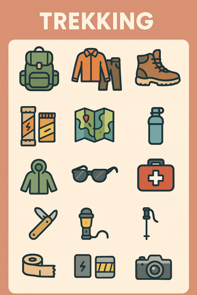 lista de artigos essenciais para levar para uma caminhada hiking trekking